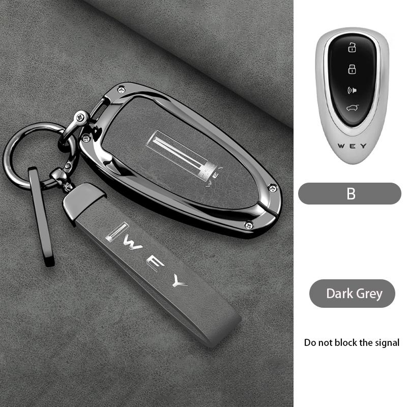 New Zinc Alloy Leather Car Remote Key Case Cover Shell For Great Wall Wey Lanshan Dht-Phev New Energy Auto Keychain Accessories