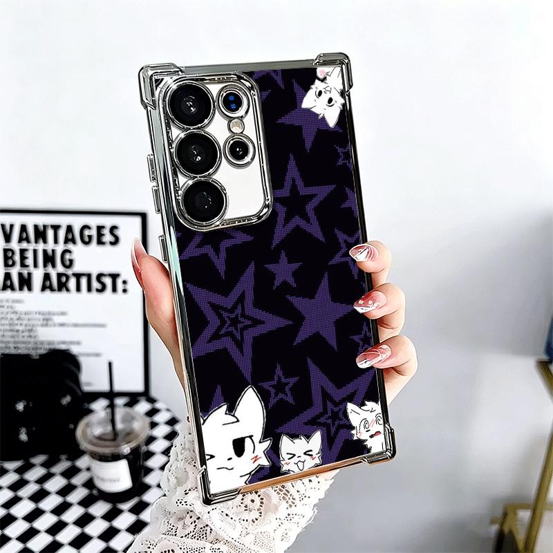 

Cute B-Boykisser Catoon Plating Phone Case For Samsung Galaxy S24 S25 FE S26 Edge S23 Ultra S22 S21 Plus S20 Anti-Fall Airabag C Samsung S23 FE