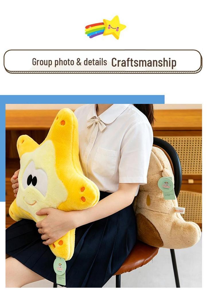Cartoon Marine Animal Plush Pillow: Shark Star Cuddly Doll Sofa Cushion for Kids