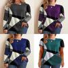 Springwish Geometric Colorblock Long Sleeve Tee For Casual Urban Women