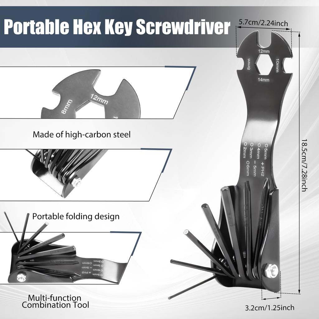 Folding Allen Wrench Set Portable Screwdriver Set with Screwdrivers and Wrenches Multi-functional Wrench Screwdriver for Repair