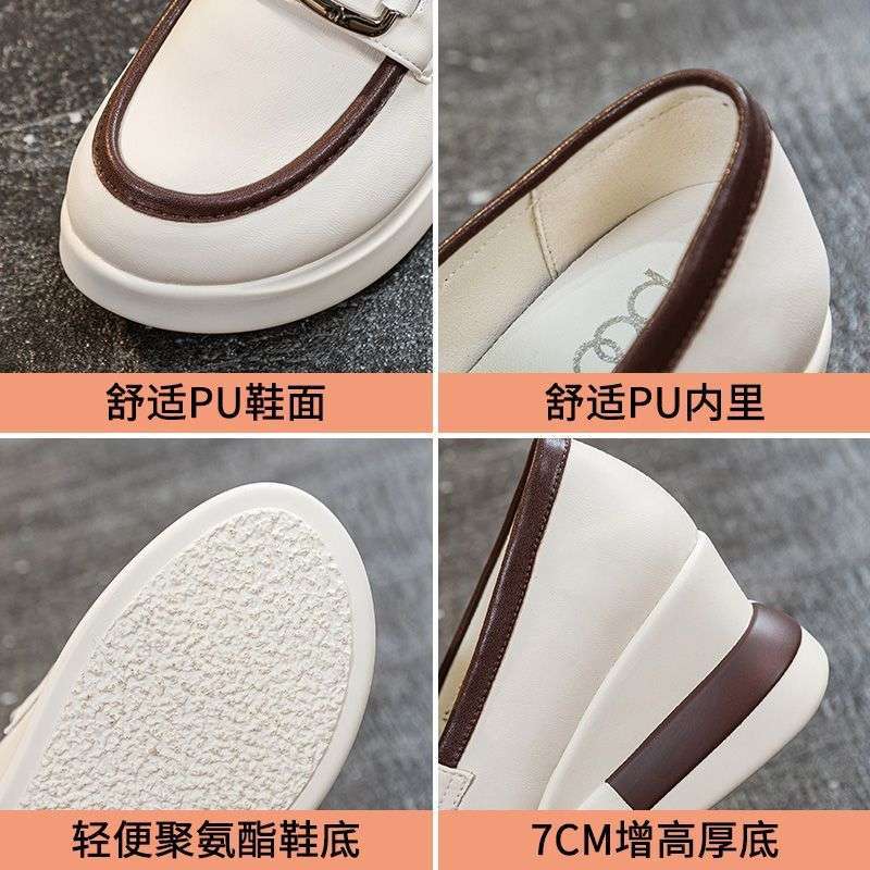 Slope Heel Single Shoes Women's Autumn 2025 New Thick-soled Round Head Soft-soled Women's Shoes One Pedal Fashionable Women's Small Leather Shoes