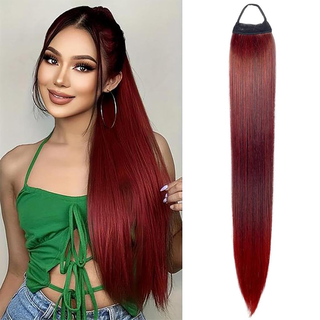 Women's natural simulated elastic band rubber band 28 inch ponytail wig