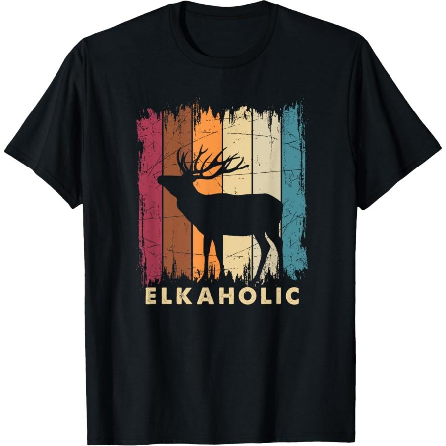 Wildlife Buck Elk Hunting Hunter Deer Silhouette Elkaholic T-Shirt XXXXXL чёрный