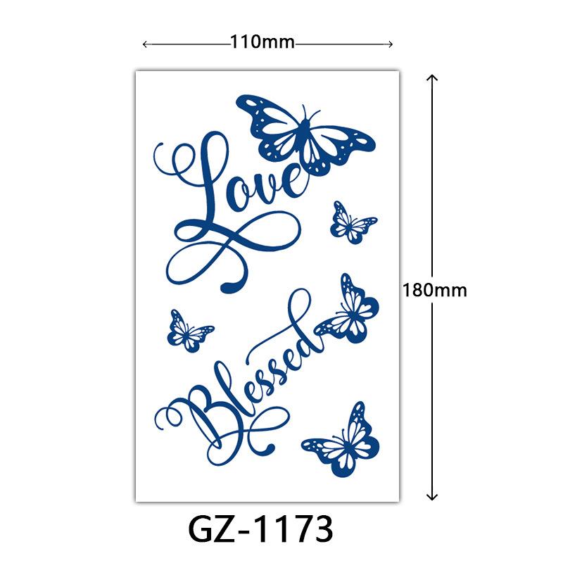 Herbal Tattoo Stickers, Juice Tattoo Stickers, Semi-Permanent English Letter Tattoo Stickers Tattoo
