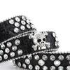 Metallic Feeling Waist Belt Shiny Rhinestone Buckle Belt for Woman Jeans Dress