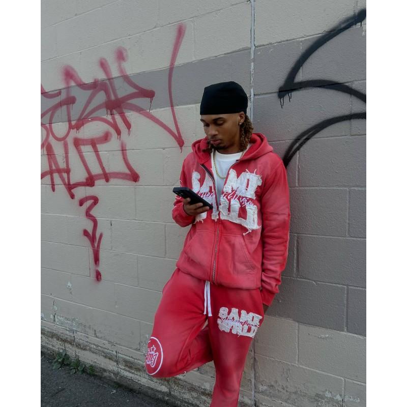 Oversized Hooded Zip-Up Sweatshirt Men Women Streetwear Hip Hop Style With 3D Embroidered Graphic Loose Fit Long Sleeve