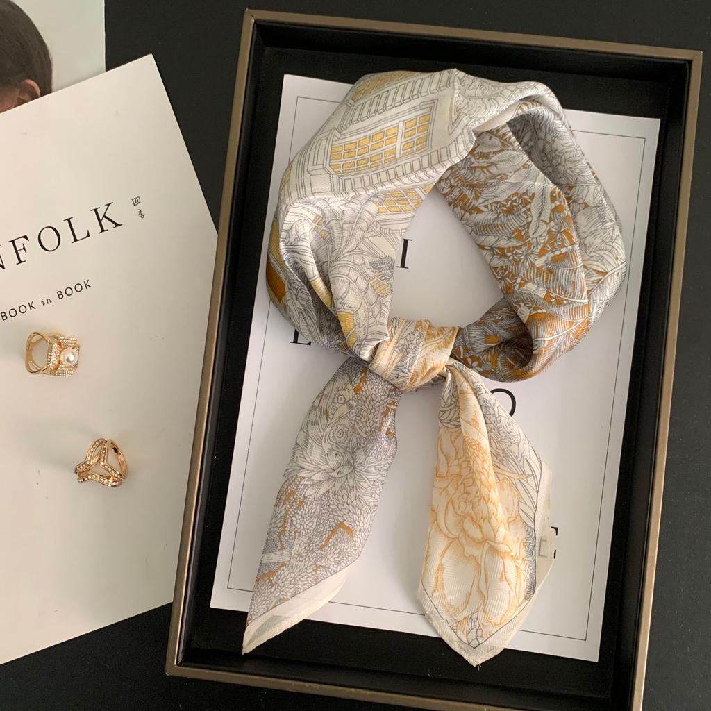 Tropical Jungle 100% Mulberry Silk Herringbone Silk Scarf Scarf Decorative Scarf Spring and Autumn Square Scarf Hangzhou Silk