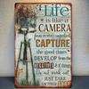 Vintage Metal Poster Wall Art Lens Photo Quote for Living Room