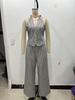 ZA Women's Summer 2025 Retro Striped Halter Neck Vest and Straight Leg Pants Set