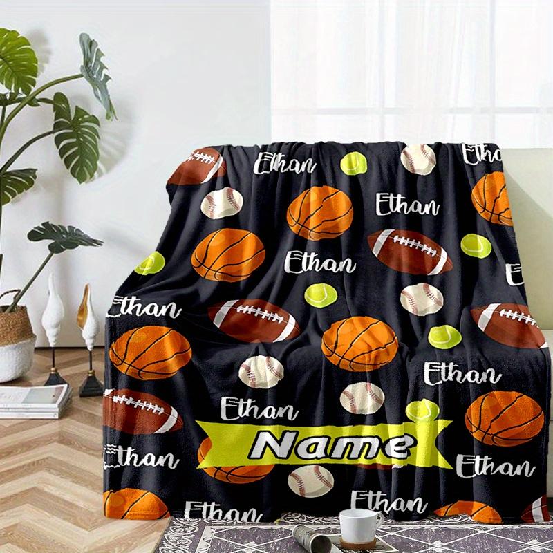Ball Sports Ethan Shawl Blanket Personalized Name Option Soft Comfortable Stylish For Bedroom Bed Sofa Office Camping Warming Perfect Gift For All