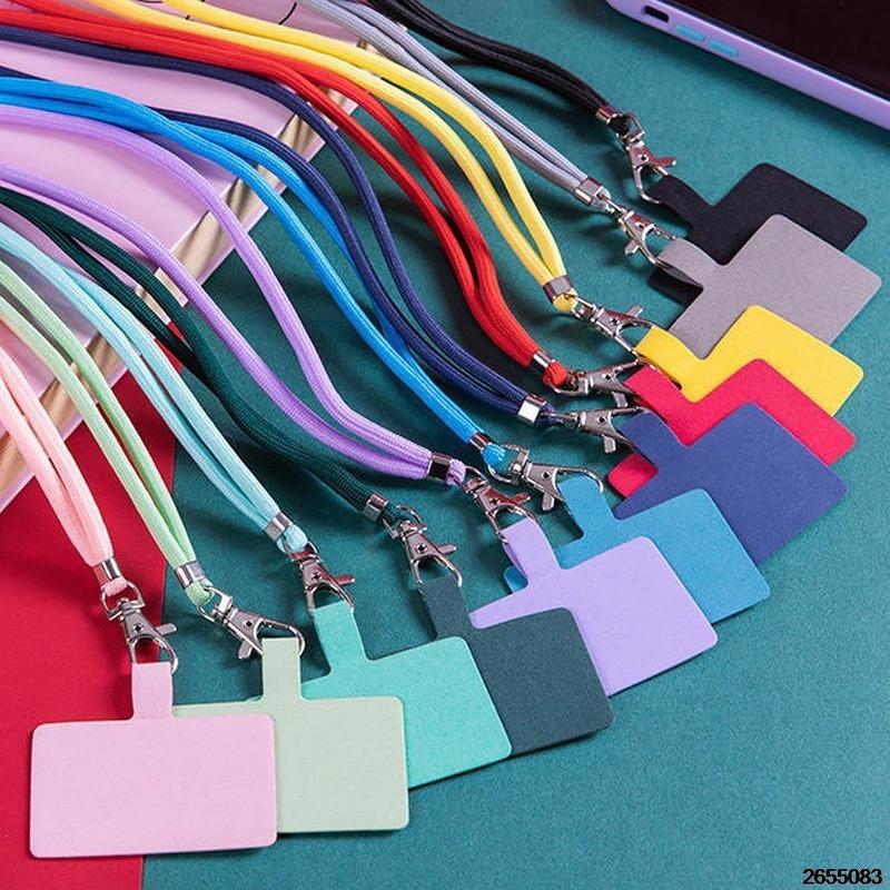 1Pc Phone Lanyard Adjustable Detachable Neck Cord Lanyard Strap Carabiner Compatible Pendant with Card for Mobile Key Fobs Colors