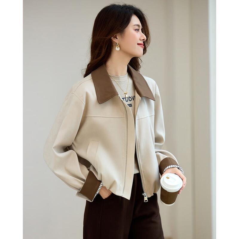 TERRE BLEUE Women s Short Zipper Lapel Windbreaker L