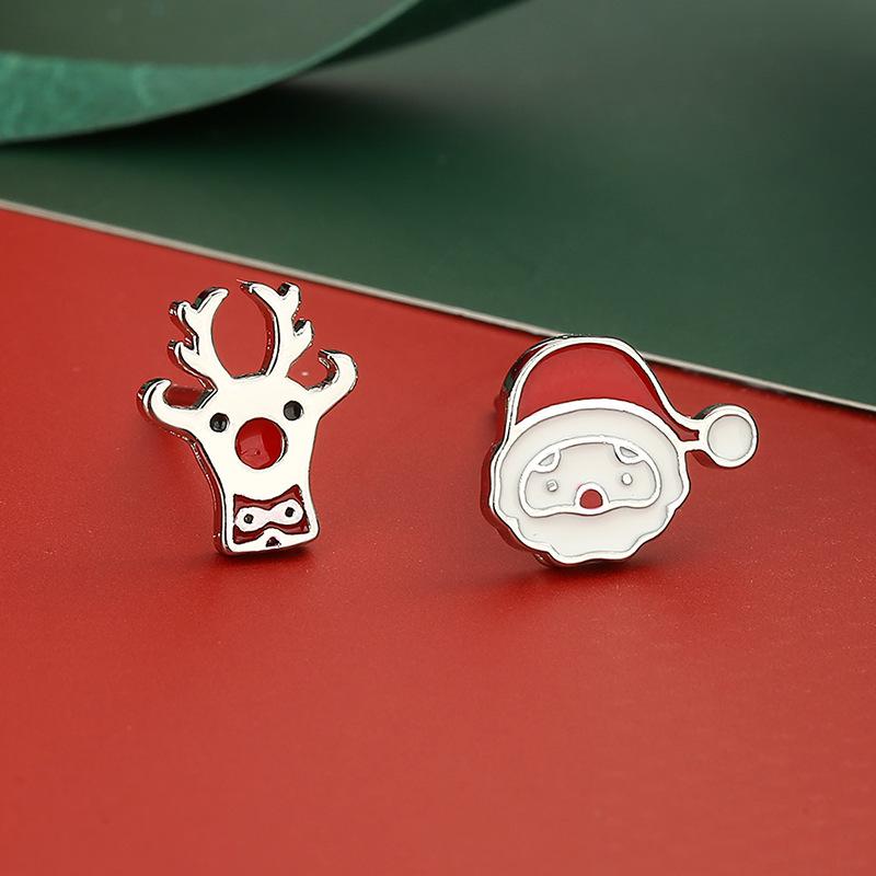 Christmas Series Elk Snowflakes and Deer Antlers Fresh Red Sweet Temperament Earrings