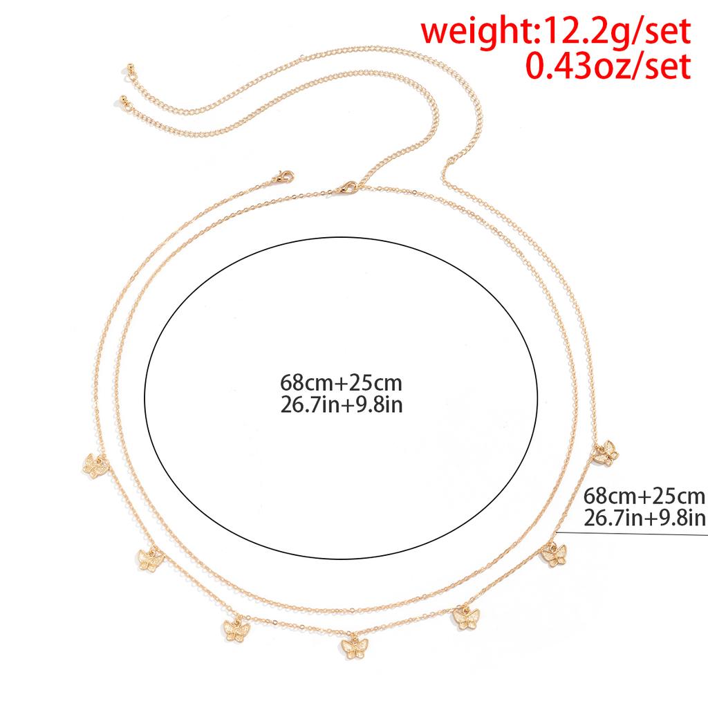 2Pcs/Set Sexy Bohemian Butterfly Pendant Waist Chain for Women Summer Bikini Double Layer Belly Chain Beach Party Body Jewelry