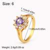 Nidin New Fashion 3 Styles Flower Shape Shiny Crystal Zircon Rings For Women Elegant Aesthetic Finger Jewelry Wedding Gifts