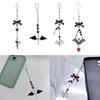 Mobile Phone Charm Gothic Cross Bat Rose Pendant Keychain Strap Lanyard for Bag