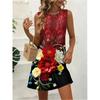 Flowers Butterfly Print Dresses Summer Women Vintage Sleeveless Mini Dress Casual Comfortable Breathable Pocketless Dress