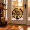 Dark Theme Party Decor Halloween Static Window Clings, Spider Web Pumpkin Happy Glass Translucent Festive Ornaments Decor, Adhesive-Free Clings Decals
