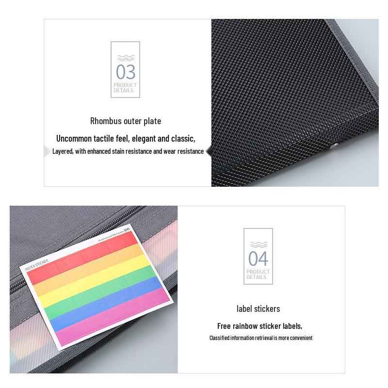 Rainbow Series Accordion File Folder: 13-Grid Double Zipper for Multi-Spec and Test Paper Storage