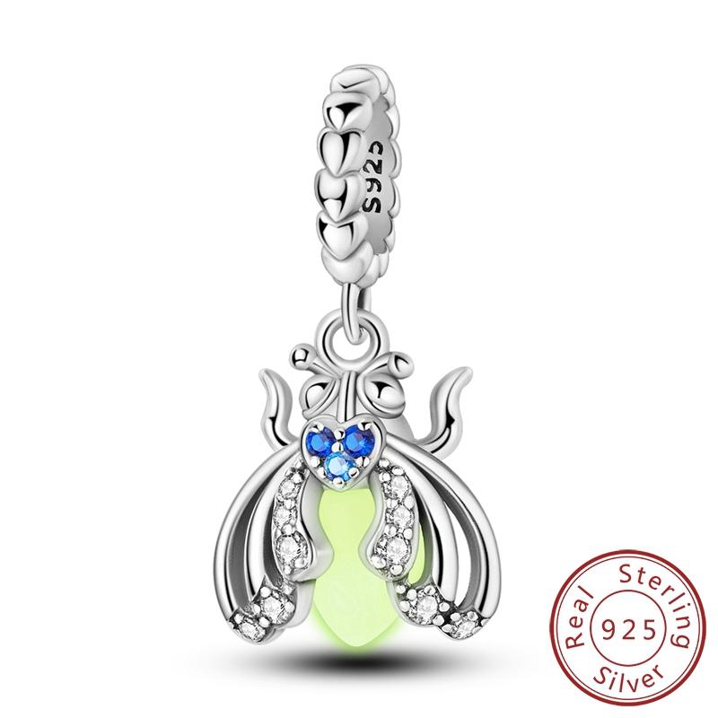 Prawdziwe Srebro 925 Wisiorek Karuzela Księżyc Urocze Kotki Charmsy Koralik Pasuje do Oryginalnej Biżuterii dla Kobiet