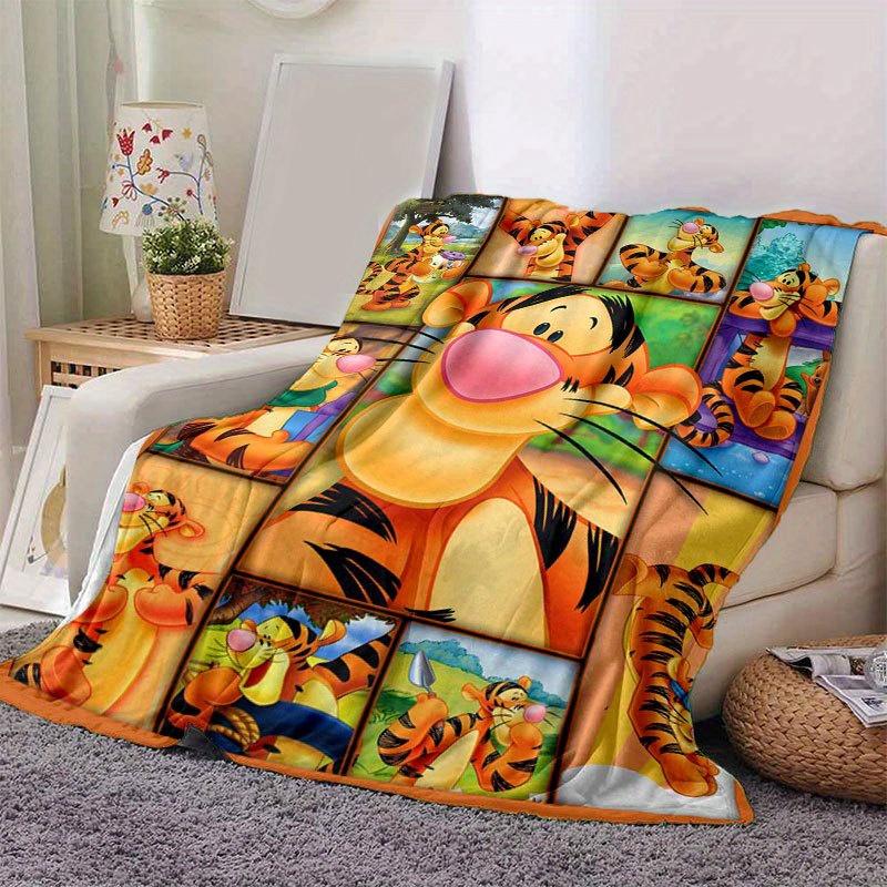 Tigger Decke Ultra-Weich, Warm, Gemütlich Überwurf für Wohnzimmer, Sofa, Ganzjahres-Reiseaccessoire Niedlicher Zeichentrickfigur Heimdekoration