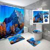 Schneeberg Duschvorhang-Set Schöne Naturlandschaft Duschvorhang Rutschfeste Badematte Toilettendeckelbezug Für Badezimmerdekoration