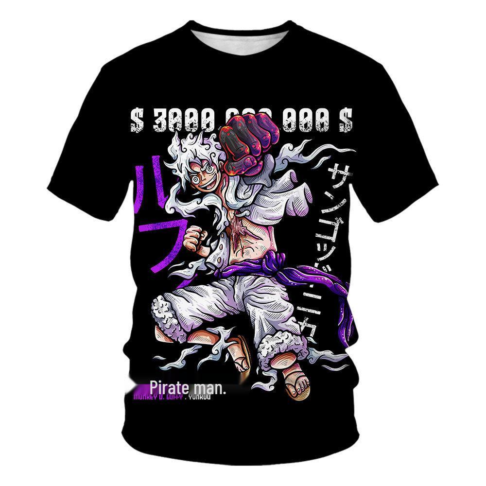 3D Printed Anime Luffy Short Sleeve T-shirt for Boys