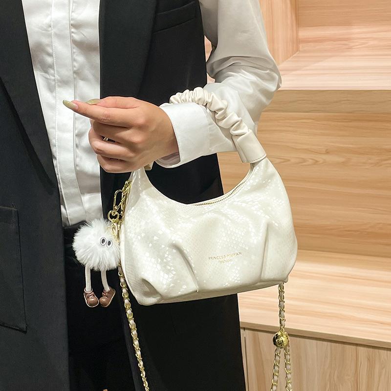Luxury-luxurious, Niche-sized Handbag - Ruffled Cloud-shaped Bag, Single-shoulder Crossbody Bag with Chain Strap