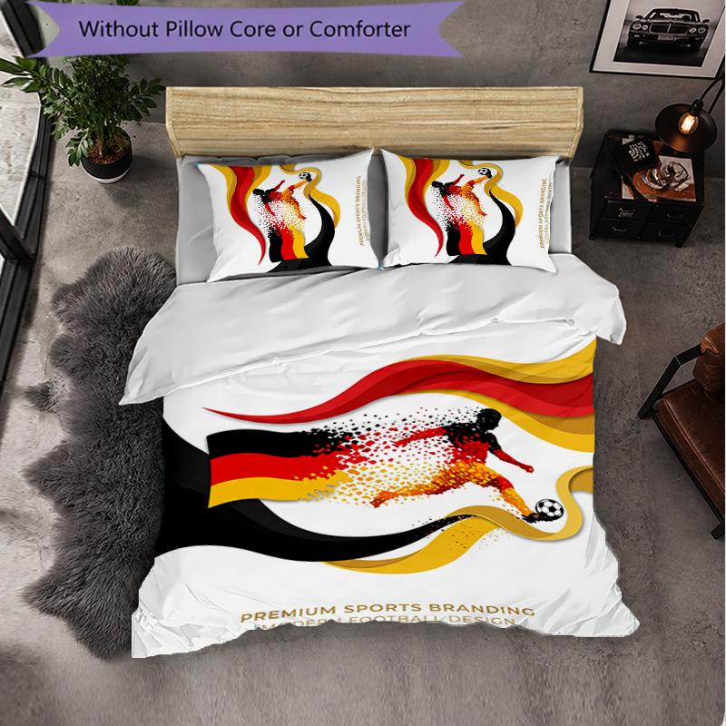 Germany Football Pattern 3 Pieces Bedding Set Soft Microfiber Duvet Cover with Pillow Cases for Bedroom