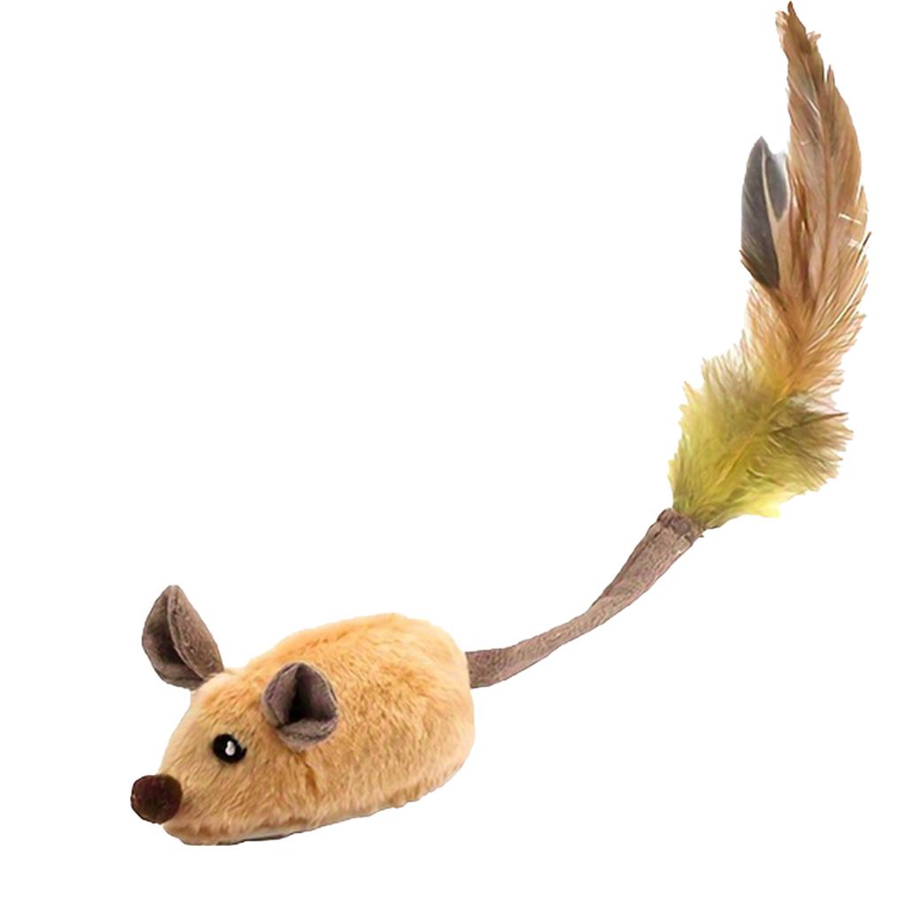 Plush Mouse Interactive Toy,Electric Cat Toy-LED Lights,  Squeaky Sounds, USB Rechargeable, Soft Fabric Material