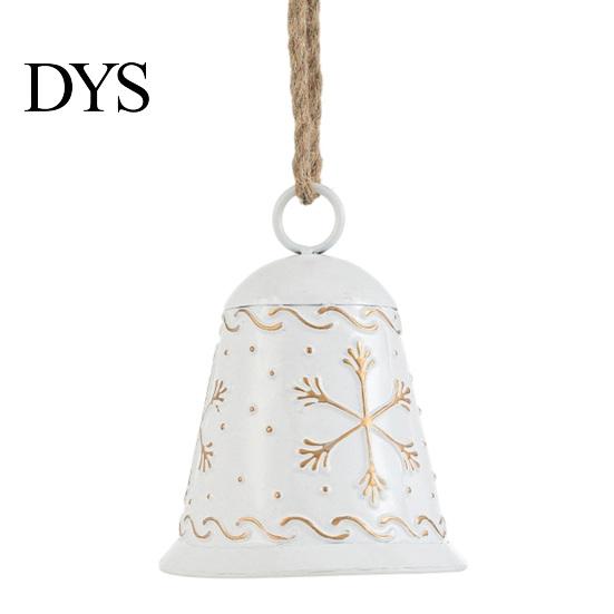 Christmas Garland Accessories Large Bell with Snowflake Design, Metal Hanging Ornament Heavy Duty Bells Jute Rope for Home, Garden, Holiday