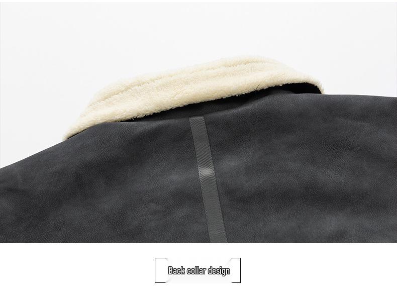 American Retro Leather Jacket with Velvet Lining - Warm Winter Lapel Zipper Coat