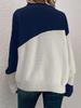 Women's Casual Color Block Long Sleeve Knit Sweater