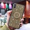 Mote Diamond Grid Glitter Finger Ring Brakett Hardt telefondeksel til iPhone Samsung Huawei Honor Xiaomi Redmi