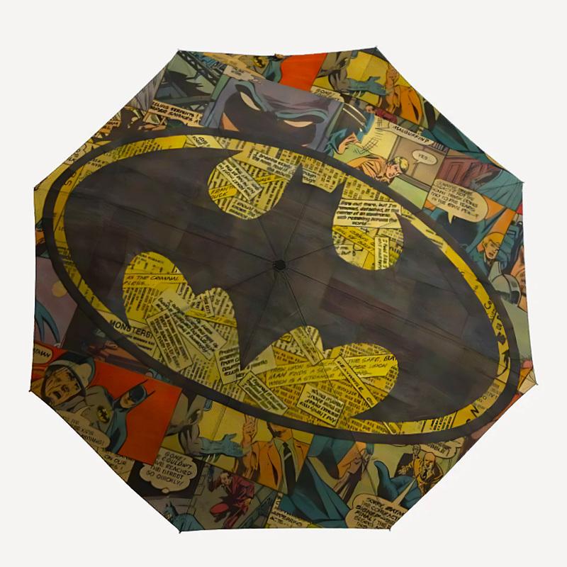 1pc Batman Comics Automatic Folding Umbrella - Compact 8-Rib Design,Festive Gift for Friends & Family, Compact Umbrella 21133