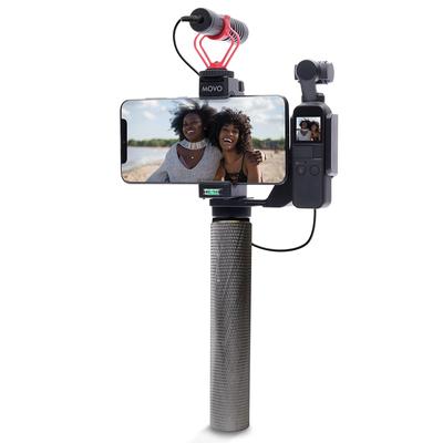 Movo Video Rig Compatible with DJI OSMO Pocket 2 Includes Universal Smartphone Grip Microphone and 2 Cold Shoes for Attaching Lights OSMO Pocket