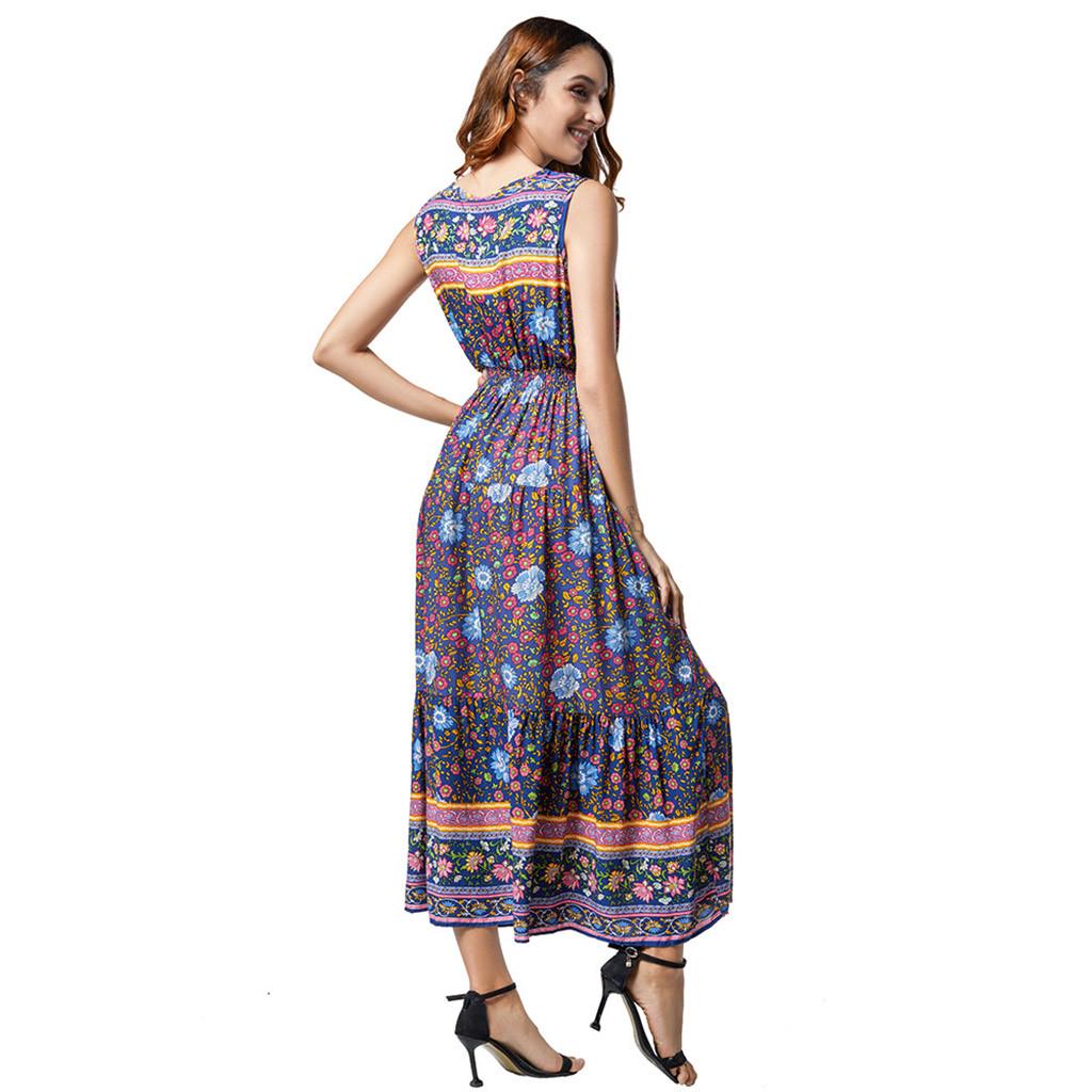 Women's Bohemian Print Sleeveless Top With Matching Midi Skirt