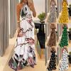 Wish Bohemian Lace Up Sleeveless Digital Printing Colorful Dress
