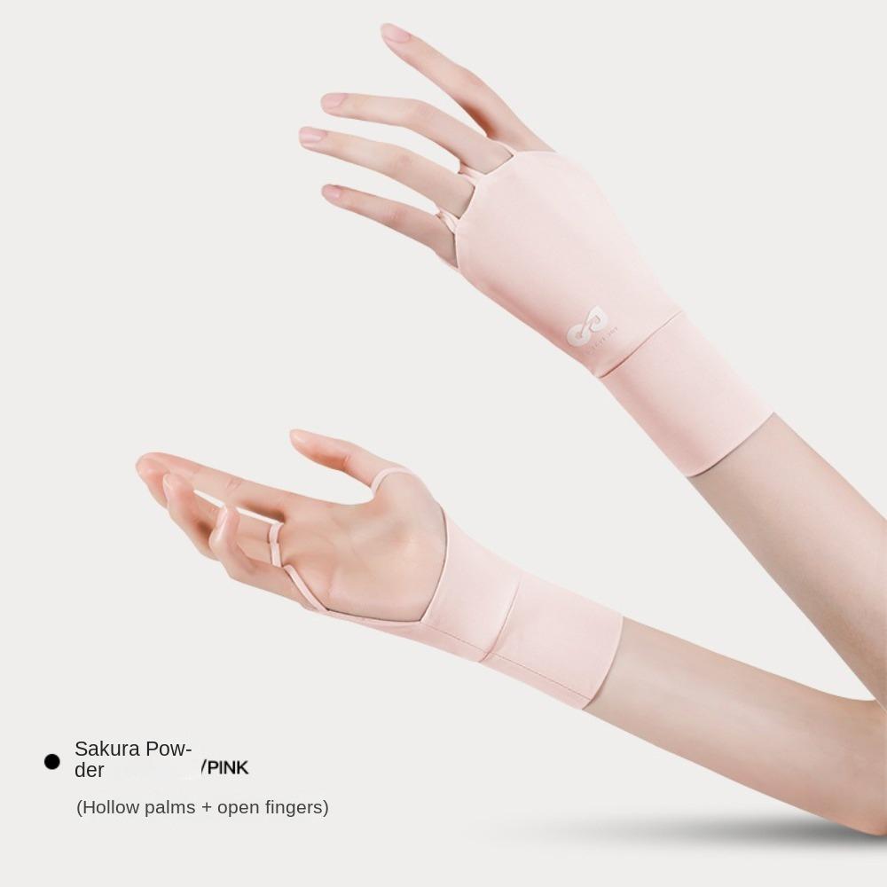Solid Color Half Finger Golf Gloves Elastic Ice Silk Mittens Breathable Sunscreen Gloves  Summer
