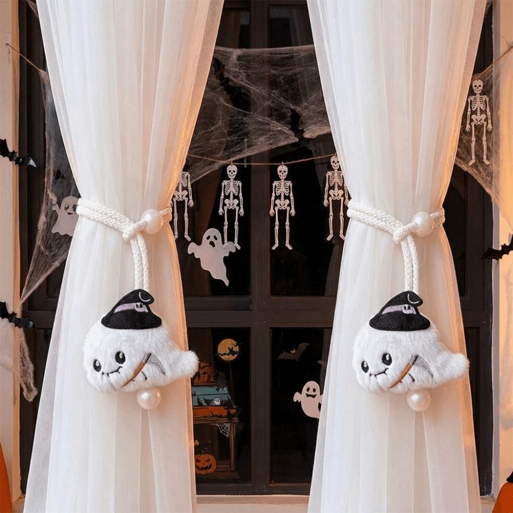 2Pcs 3D Halloween Curtain Ties Cute Ghost Curtain Buckles Pumpkin Curtain Buckles  Home Decor