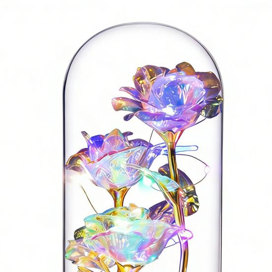 Forever Preserved Rose Gift for Women Wife Mom Colorful Light Up Rose in A