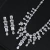 European Bridal Jewelry Set: White Zirconia Necklace & Earrings with Full Diamond Tassel for Engagement & Banquet