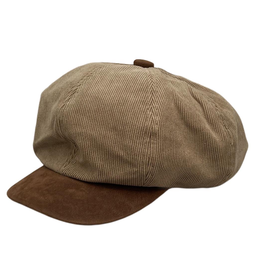 Color Matching Corduroy Octagonal Hat Women'S Autumn Retro Face Small Cloud Beret Versatile Painter Hat