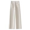 Women's 2024 White Fleece-Lined Wide-Leg Jeans for Autumn/Winter