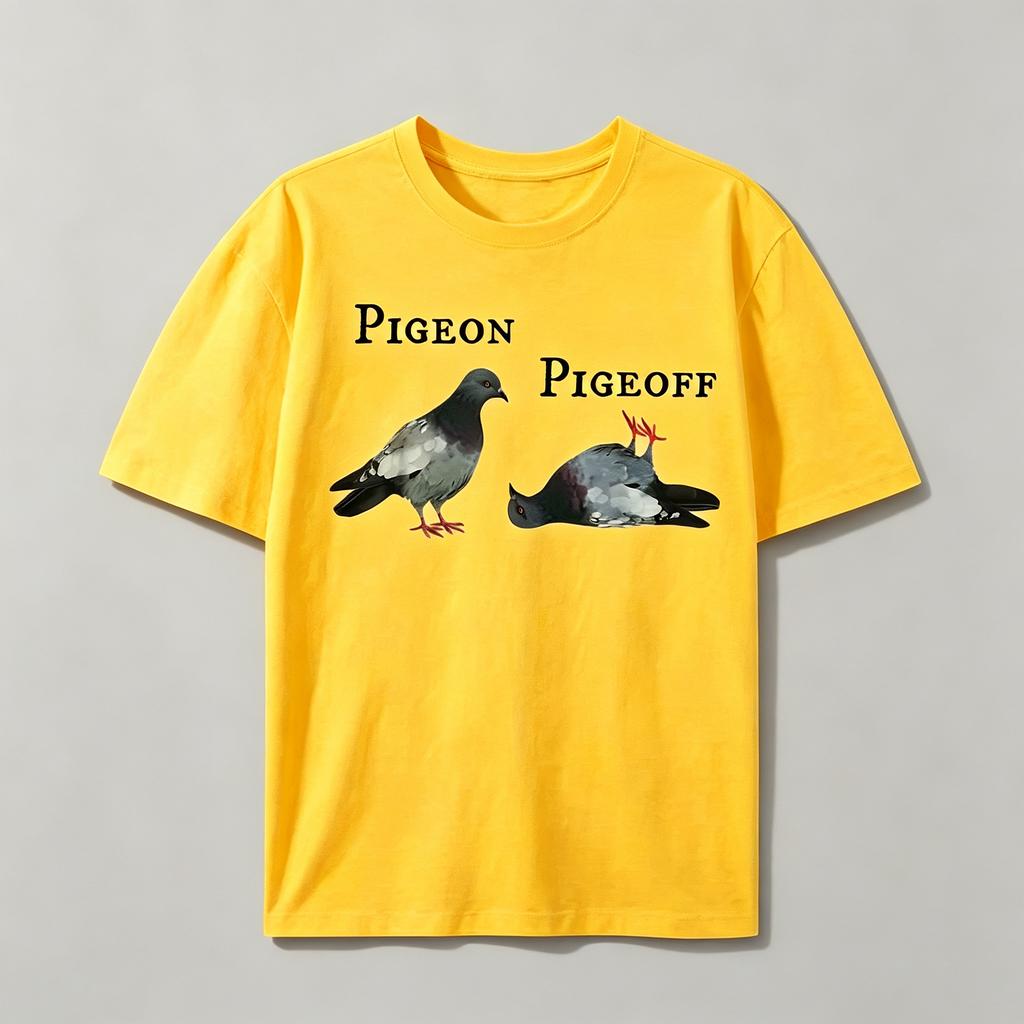 Pigeon English Slogan Crew Neck Short-sleeved Men's Street Style T-shirt
