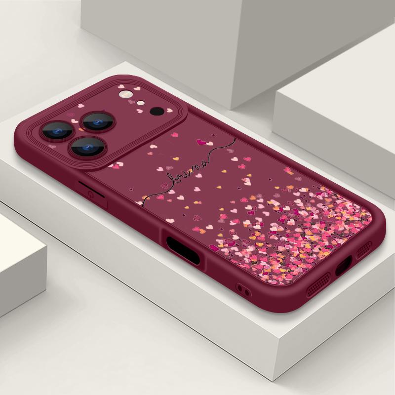 Soft TPU Phone Case For iPhone 17 Pro 15 16 Pro Max 14 13 Pro Max 16e 17e Love Hearts Printed Candy Color Silicone Back Cover