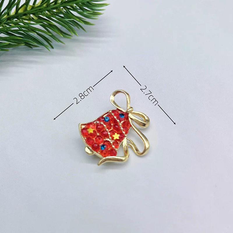 Luxury Exquisite Christmas Rhinestones Brooch Pin For Women Unisex Garland Bell Versatile Brooch Party Backpack Accessories Gift
