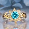 2026 New European and American Vacation Style Sunflower Blue Zircon Ring, Women's Design Sense, Trendy and Personalized Zircon