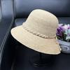 High quality raffia hat women's summer seaside sunshade sunscreen straw hat fashion face small bucket hat foldable